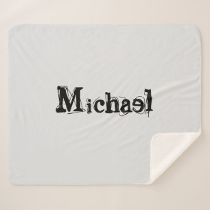 Minimalistic modern monogram name black grey sherpa blanket