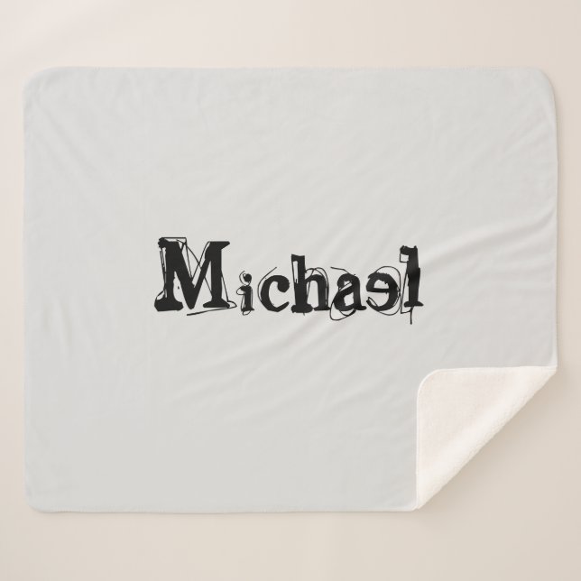 Minimalistic modern monogram name black grey sherpa blanket (Front (Horizontal))