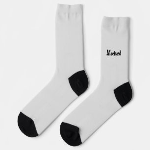 Minimalistic modern monogram name black grey socks