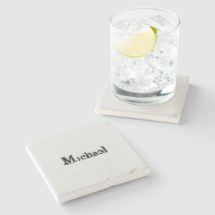 Minimalistic modern monogram name black grey stone coaster
