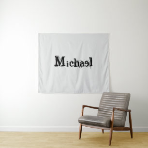 Minimalistic modern monogram name black grey tapestry