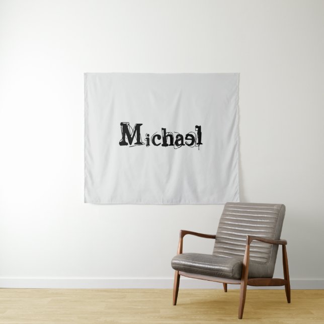 Minimalistic modern monogram name black grey tapestry (In Situ (Horizontal))