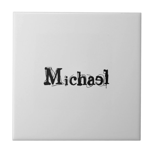 Minimalistic modern monogram name black grey tile (Front)
