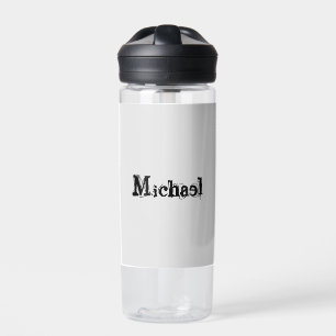 Minimalistic modern monogram name black grey water bottle