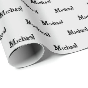 Minimalistic modern monogram name black grey wrapping paper