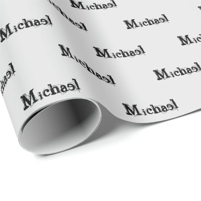 Minimalistic modern monogram name black grey wrapping paper (Roll Corner)