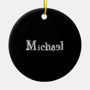 Minimalistic modern monogram name black white ceramic tree decoration