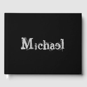 Minimalistic modern monogram name black white guest book