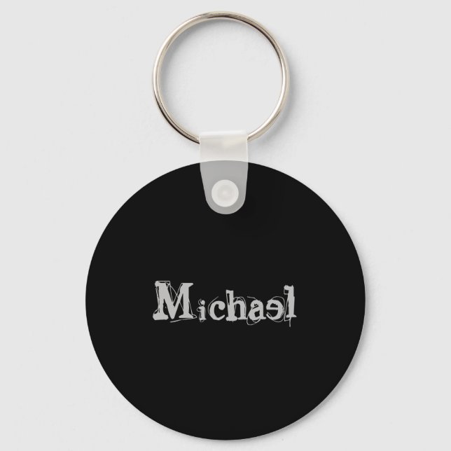 Minimalistic modern monogram name black white key ring (Front)