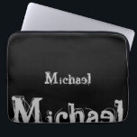 Minimalistic modern monogram name black white lapt laptop sleeve<br><div class="desc">Minimalistic modern monogram name black white. Personalizable custom name on a black colour.</div>