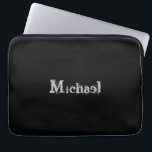 Minimalistic modern monogram name black white laptop sleeve<br><div class="desc">Minimalistic modern monogram name black white. Personalizable custom name on a black colour.</div>