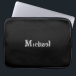 Minimalistic modern monogram name black white laptop sleeve<br><div class="desc">Minimalistic modern monogram name black white. Personalizable custom name on a black colour.</div>