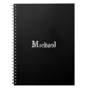 Minimalistic modern monogram name black white notebook