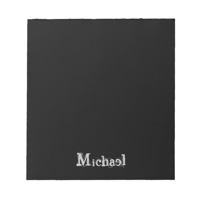 Minimalistic modern monogram name black white notepad (Front)