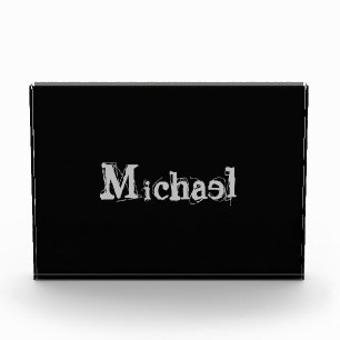 Minimalistic modern monogram name black white photo block