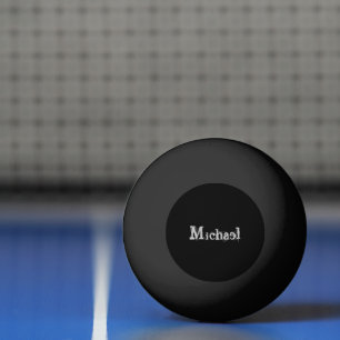 Minimalistic modern monogram name black white ping pong ball