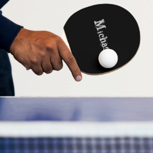 Minimalistic modern monogram name black white ping pong paddle