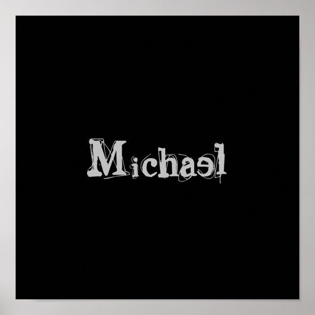 Minimalistic modern monogram name black white poster (Front)