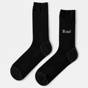 Minimalistic modern monogram name black white socks