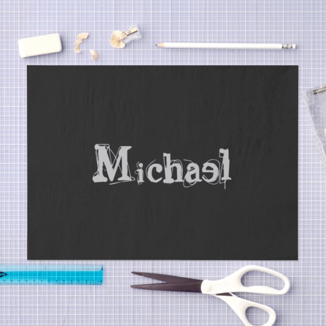 Minimalistic modern monogram name black white tissue paper (Craft)