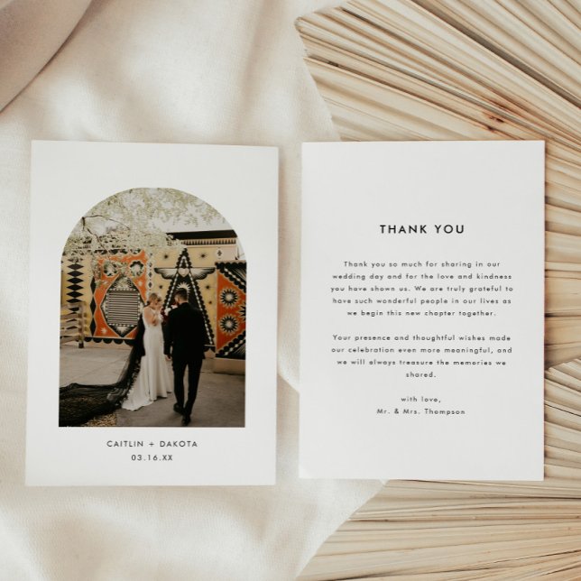 Minimalistic Modern Photo Arch Wedding Thank You Card (Creator Uploaded)
