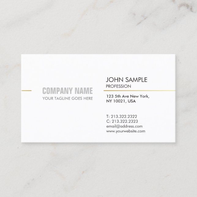 Minimalistic Modern Professional Elegant White Business Card (Front)