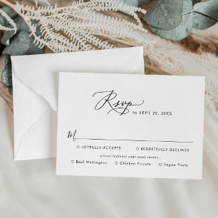 Minimalistic Modern Script Meal Options Wedding  RSVP Card