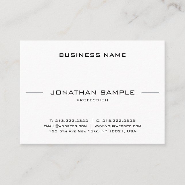 Minimalistic Modern Stylish Sleek Graceful Plain Business Card (Front)