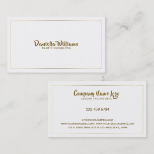 Minimalistic Modern Tin Gold Border On White Business Card