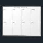 Minimalistic Modern Weekly Planner Notepad<br><div class="desc">Minimalistic Modern Weekly Planner | Plan and schedule your week with this minimalistic modern weekly planner. It features a black frame framing all weekdays. This minimal design weekly planner will be perfect as a gift for your self or anyone. Personalise by using the fields provided and use the "Customise Further"...</div>