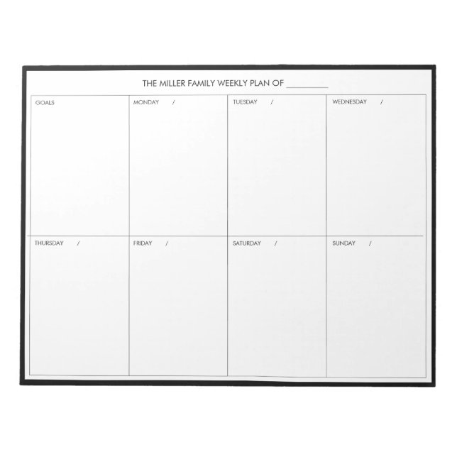 Minimalistic Modern Weekly Planner Notepad (Front)