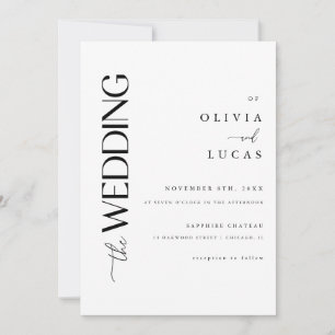 Minimalistic Modern White Script Wedding Invitation