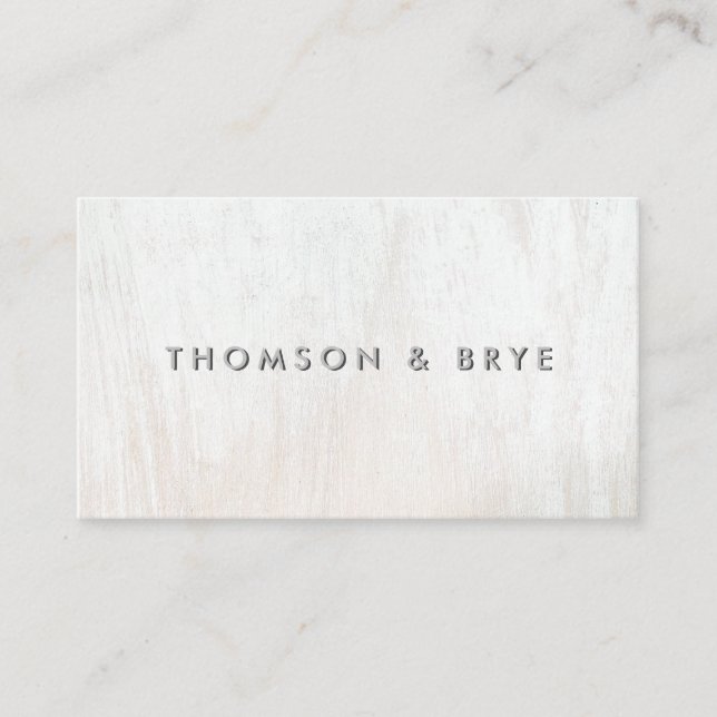 Minimalistic Modern White Wood  Business Card (Front)