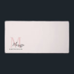 Minimalistic Monogram Initial & Name Pastel Pink  Desk Mat<br><div class="desc">Enhance your workspace with our Minimalistic Monogram Initial & Name Pastel Pink Desk Mat. This stylish and functional desk mat features a clean design with a personalised monogram and name, adding a touch of elegance to your office or study area. Crafted with high-quality materials, it offers a smooth surface for...</div>