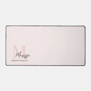 Minimalistic Monogram Initial & Name Pastel Pink Desk Mat