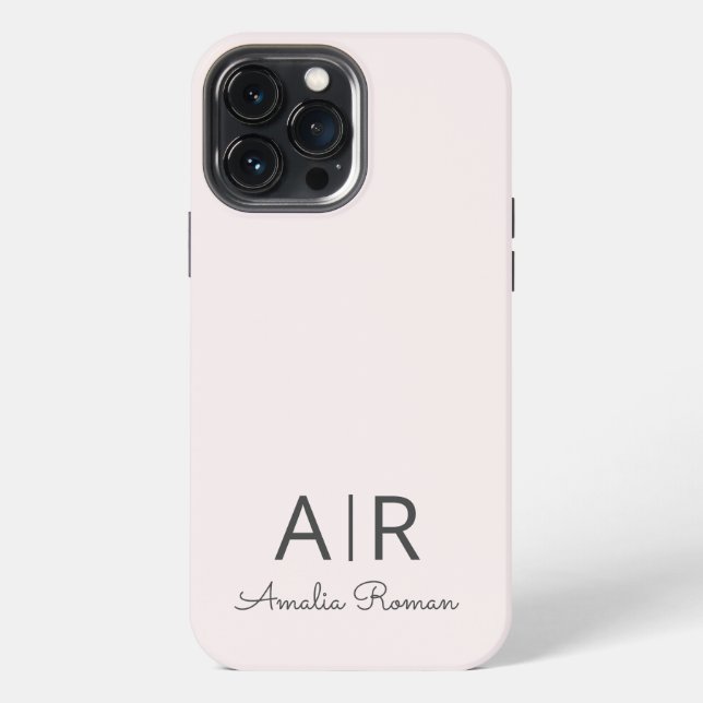 Minimalistic Monogram Initial & Name Pastel Pink iPhone Case (Back)