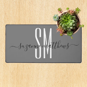 Minimalistic Monogram Initials Calligraphy Desk Mat