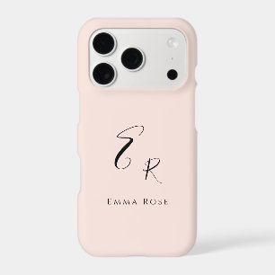 Minimalistic Monogram Name Elegant Blush Pink