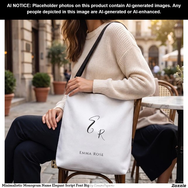 Minimalistic Monogram Name Elegant Script Font Big Crossbody Bag (Creator Uploaded)