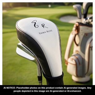 Minimalistic Monogram Name Elegant Script Font Big Golf Head Cover