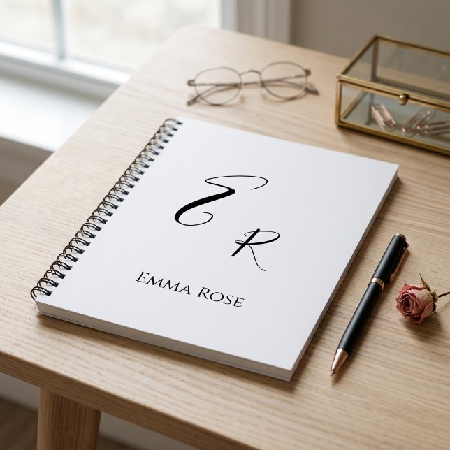 Minimalistic Monogram Name Elegant Script Font Big Notebook (Creator Uploaded)