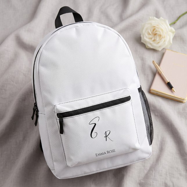 Minimalistic Monogram Name Elegant Script Font Big Printed Backpack (Creator Uploaded)