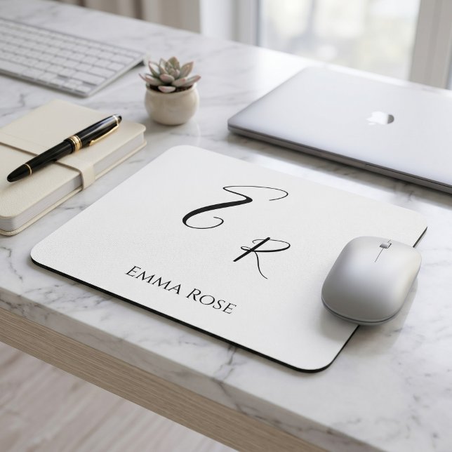 Minimalistic Monogram Name Elegant Script Font   Mouse Mat (Creator Uploaded)