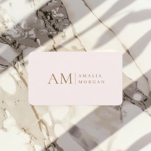 Minimalistic Monogram Personalised Pastel Pink Business Card