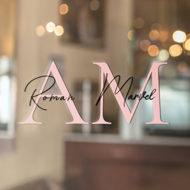 Minimalistic Monogram Personalised Pastel Pink Window Cling (Creator Uploaded)