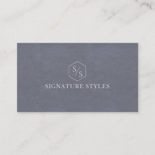Minimalistic Monogram Slate Blue Business Card