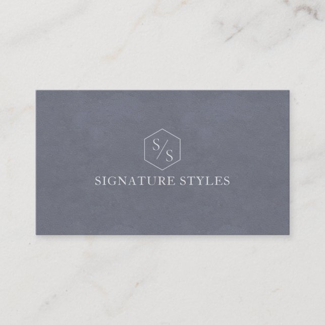 Minimalistic Monogram | Slate Blue Business Card (Front)