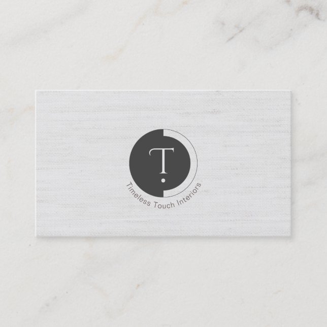 Minimalistic Monogram | White Pinstripe Business C Business Card (Front)