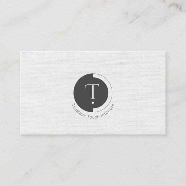 Minimalistic Monogram | White Pinstripe Business C Card (Front)