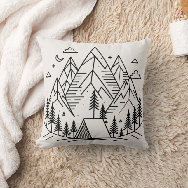 Minimalistic Mountains Camping Cushion (Blanket)